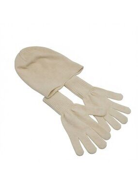 The Easy Life Beige Knit Beanie Hat Gloves Set Unisex Size S M New